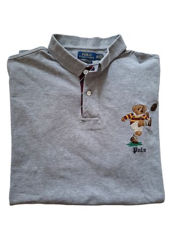 Polo Rugby Ralph Lauren, gris, Ours, taille XXL,