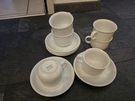 Thomas Porzellan Tassen mit Untertassen weiss 6 Stk