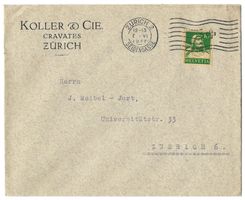 1927 Firmenbrief Koller & Cie. Cravates, Zürich