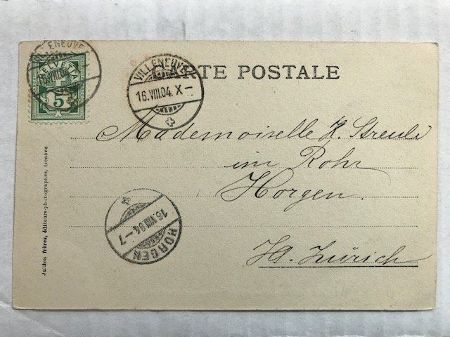 Cartoline postali: Villeneuve, von 1904 – Usato da Niederscherli venduto da Lucia16 1