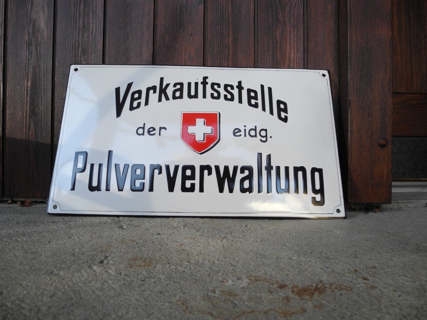 Insegne: PULVERVERWALTUNG EMAILLESCHILD – Nuovo (secondo la descrizione) da Reinach AG venduto da Huckleberrysix 1