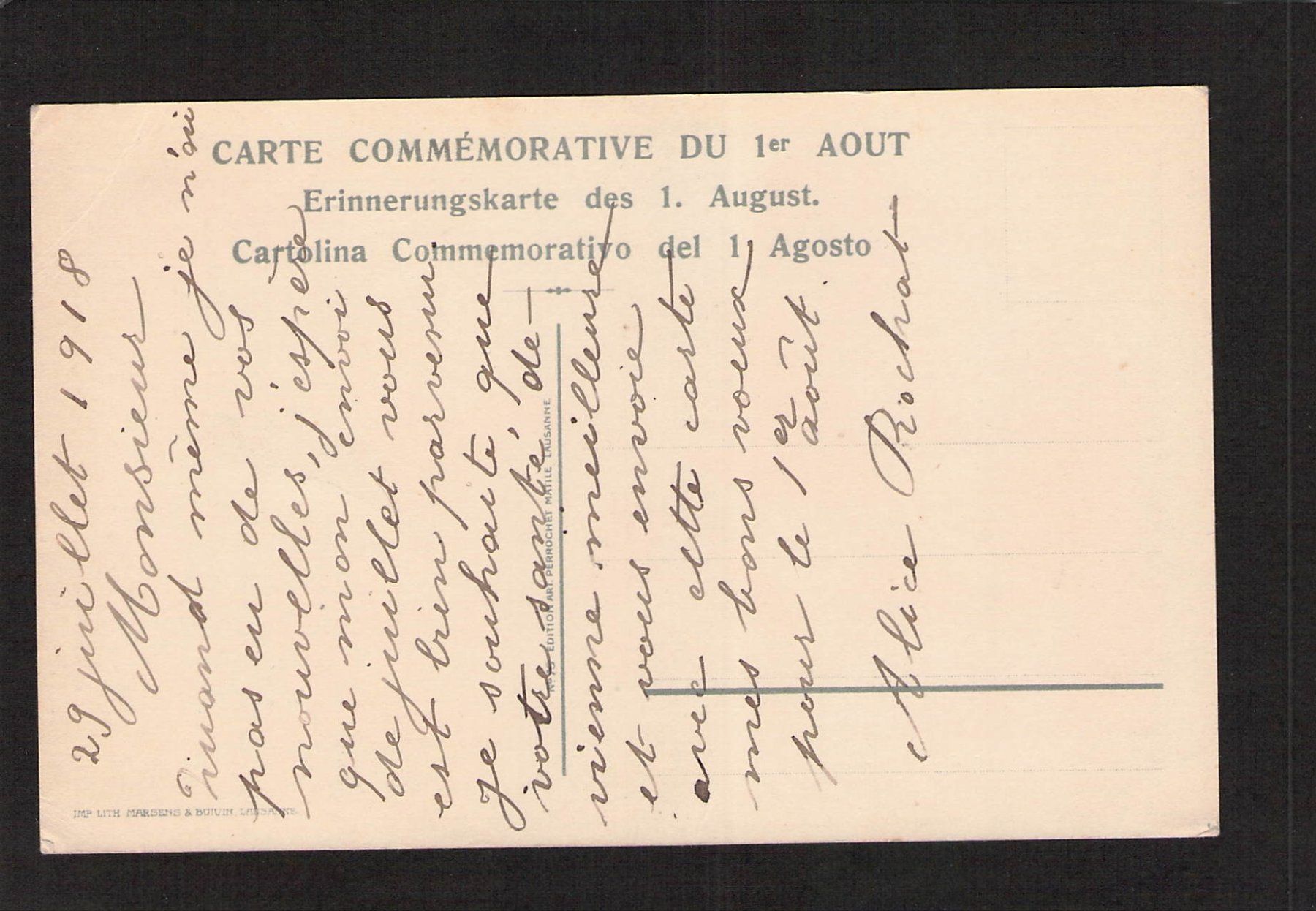 Tutti i francobolli: Bundesfeierkarte 1917  , Mitläufer , Nr. E 1917/28 – Usato da Reichenburg venduto da Pipo-67 1
