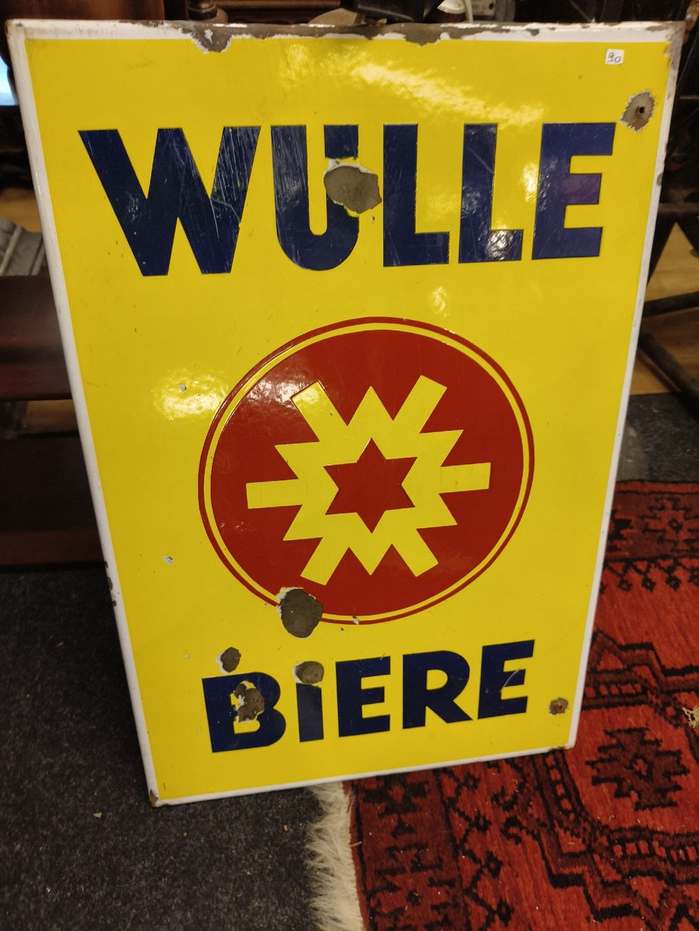 Schilder: Altes Blechschild Wulle mit Gebrauchsspuren – Gebraucht aus Zwingen von inf_2blh 1
