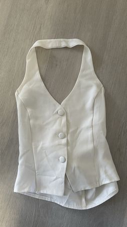 Elegantes weisses Halter-Top mit Schleife – Grösse S – Neu