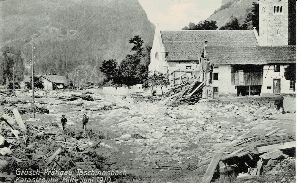 GRÜSCH-PRÄTIGAU Taschinasbach Katastrophe Mitte JUni 1910! (Neu (gemäss ...