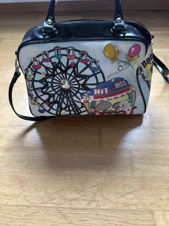 Braccialini Beth Handtasche Schwarz - Mittelgroße Damenhandtasche Mit Logo-Schultergurt