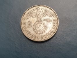 🇩🇪 Third Reich: 2 Reichsmark 1937 A Hindenburg. Silver