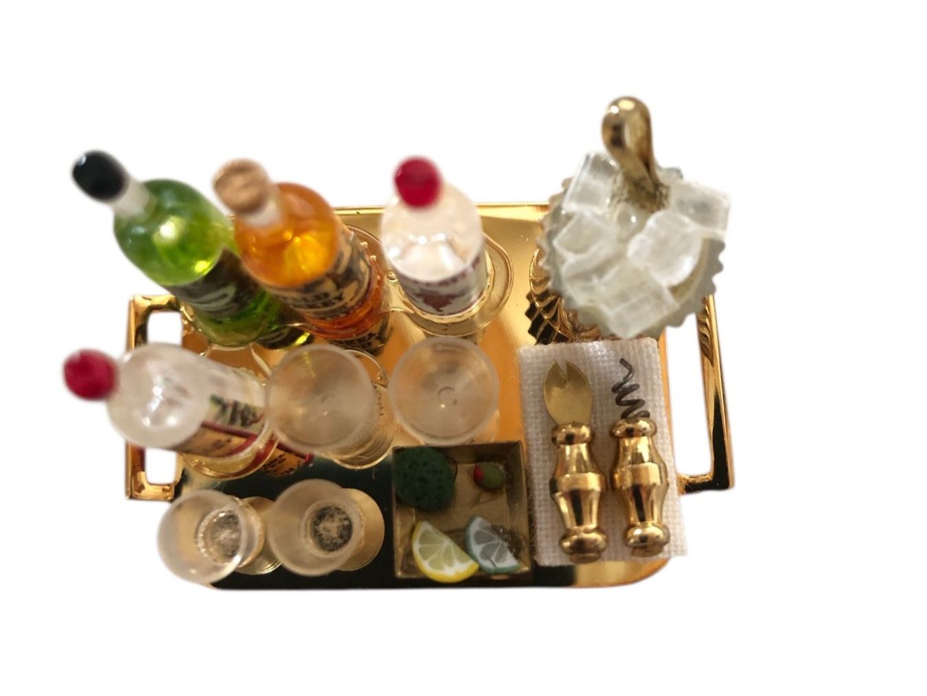 Puppenhäuser & -möbel: exclusive 1:12 Miniaturen "Bar-Set"  Messing-Tablett – Neu und originalverpackt aus Pratteln von Dollshop 1