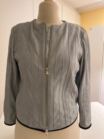 Leichte Damen Lederjacke Gr. L, taubenblau, Übergangsjacke