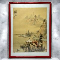 Peinture chinoise ancienne paysage encre Chine soie. Signée