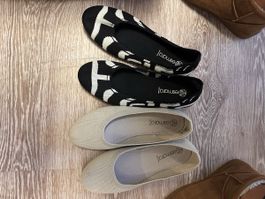 Esmara Ballerinas Gr. 40, 39, Creme, Schwarz/Weiss