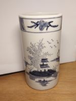 Vintage China Becher/Pinseltopf m. blauem Dekor, Handbemalt!