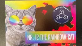 Kryptobriefmarke - Nr. 12 The R.bow-Cat, grüne Sonnenbrille