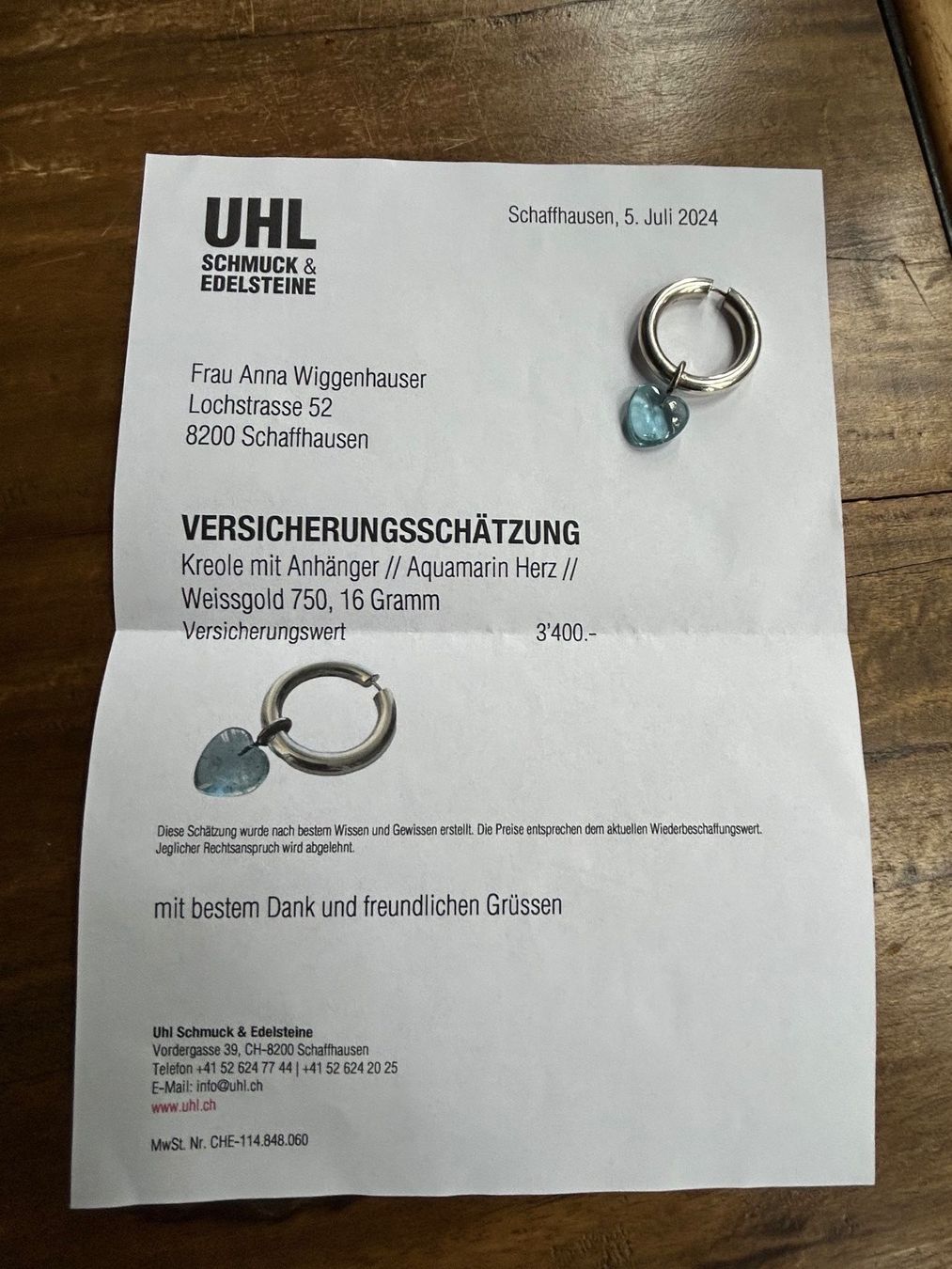Orecchini pendenti & Orecchini a lobo: Ohrring Creole mit Aquamarin-Anhänger – Usato da Schaffhausen venduto da amwr 2