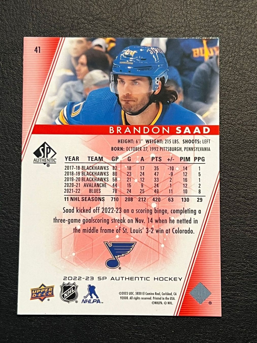 NHL Carte collezionabili: Brandon Saad 2022 St. Louis Blues SP Authentic – Nuovo (secondo la descrizione) da Möhlin venduto da SwissHockeyCards 1