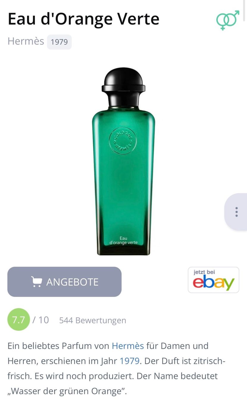 Hermès Profumi & Eau de Toilette: Hermès Eau d'Orange Verte Duftprobe 2ML – Usato da Zürich venduto da deruja 2