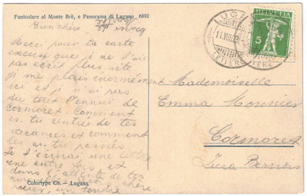 Cartoline postali: Lugano - Standseilbahn Monte Bré – Usato da Binningen venduto da Mountainrider 1