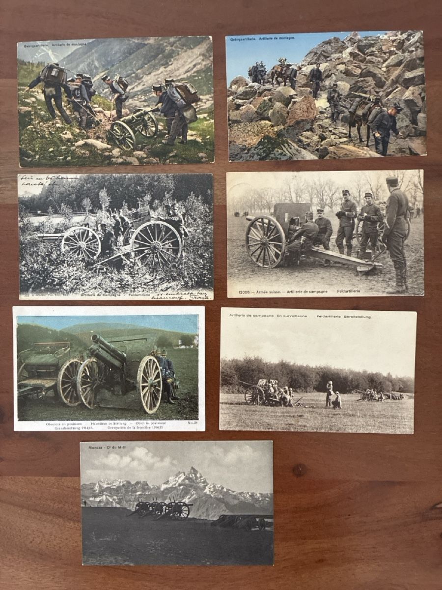 Cartoline postali: 16 Ansichtskarten Schweiz vom Militär Artillerie – Usato da Oftringen venduto da Cla.vD.74 2