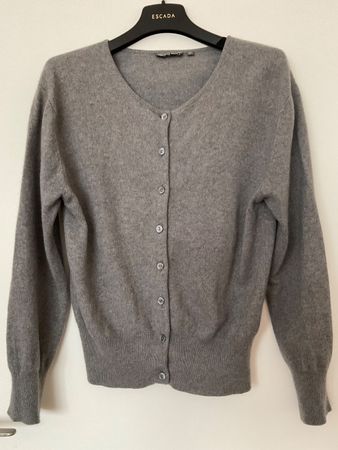 100% Kaschmir Strickjacke Cardigan Gr M mittelgrau