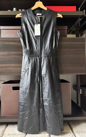Maison Ullens Lederkleid schwarz, Grösse 34, neu mit Etikett