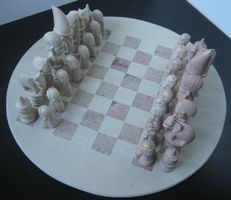 Vintage Schachspiel aus Speckstein, Handarbeit