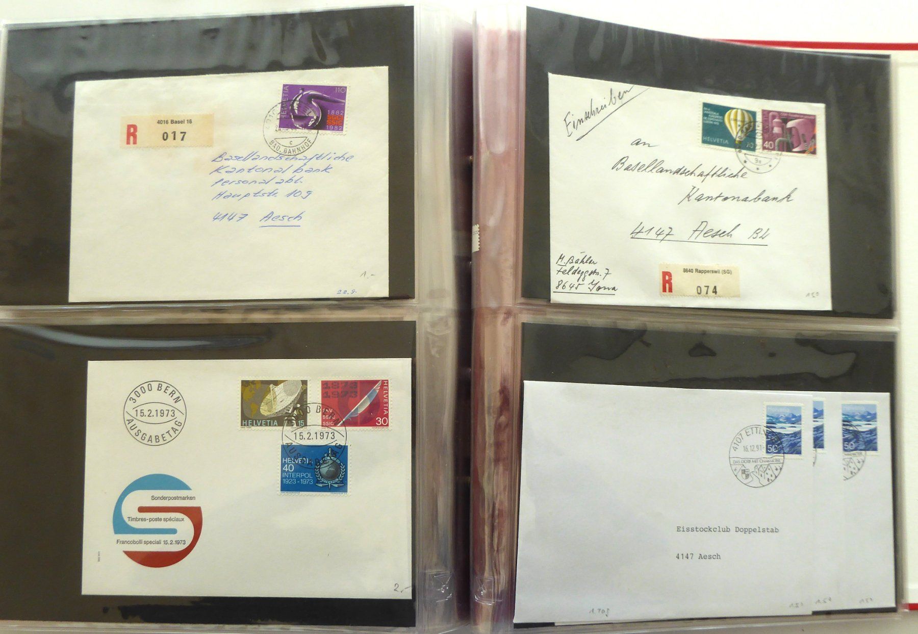 Alle Briefmarken: Album mit ca 80 Couverts Schweiz – Gebraucht aus Aesch BL von Kauri1 9