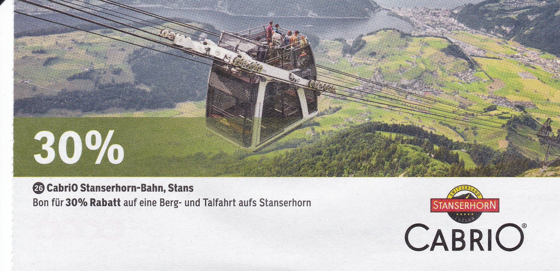 Buoni: Bon Stanserhorn Cabrio 30% Rabatt – Nuovo (secondo la descrizione) da Schliern b. Köniz venduto da joni20
