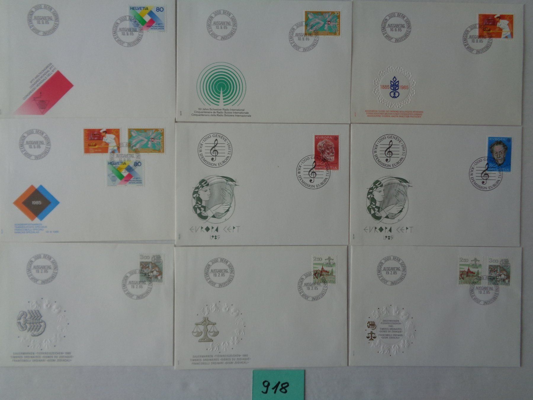 Alle Briefmarken: 84 Ersttagsbriefe – Gebraucht aus Chur von omonia