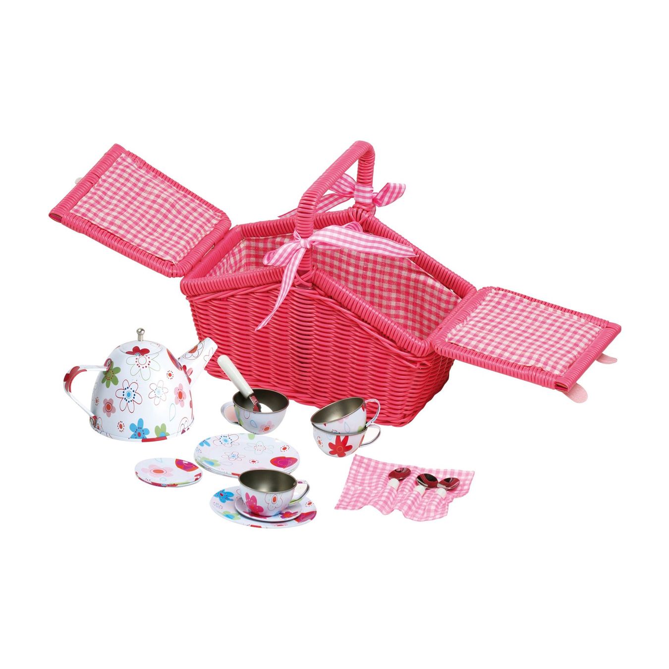 Giocattoli: Kinder Picknickkorb Rosa - bunte Blumen – Nuovo e nell'imballaggio originale da Wettingen venduto da Swala