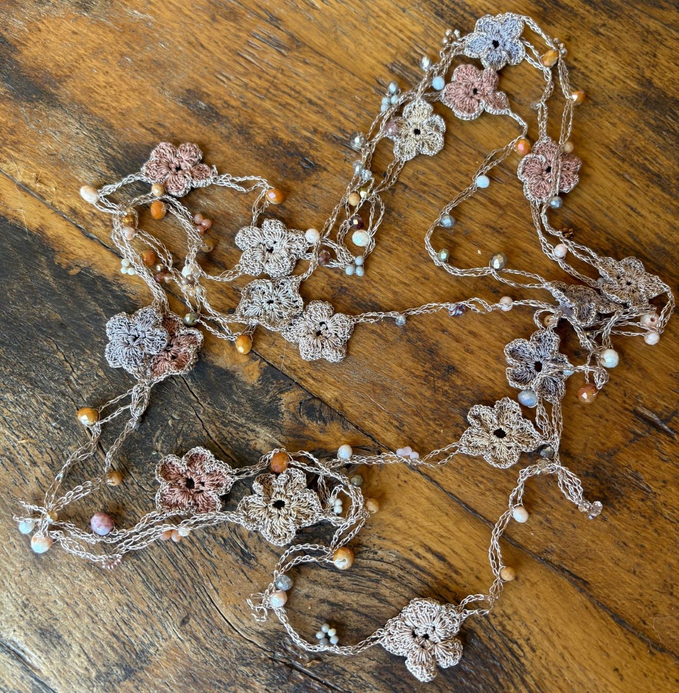 Catenine: COLLIER "FLEURS" HANDMADE!! BEIGE ET ABRICOT – Nuovo e nell'imballaggio originale da Locarno venduto da NicoNion 5