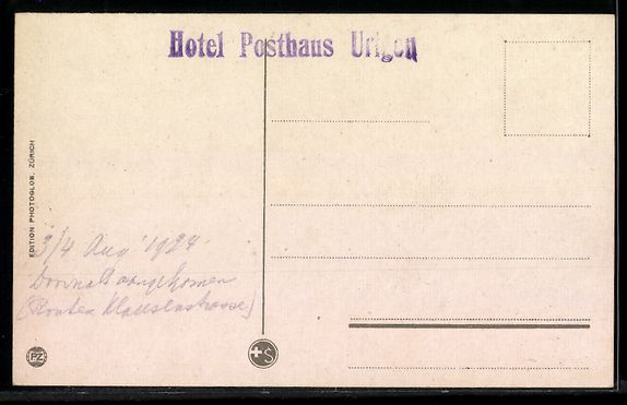 Cartoline postali: Urigen, Klausenstrasse, Hotel Posthaus,  – Usato da Berlin venduto da bartko-reher 1