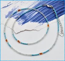 ♛ Zierlich zarte echte Türkis & Labradorit Kette