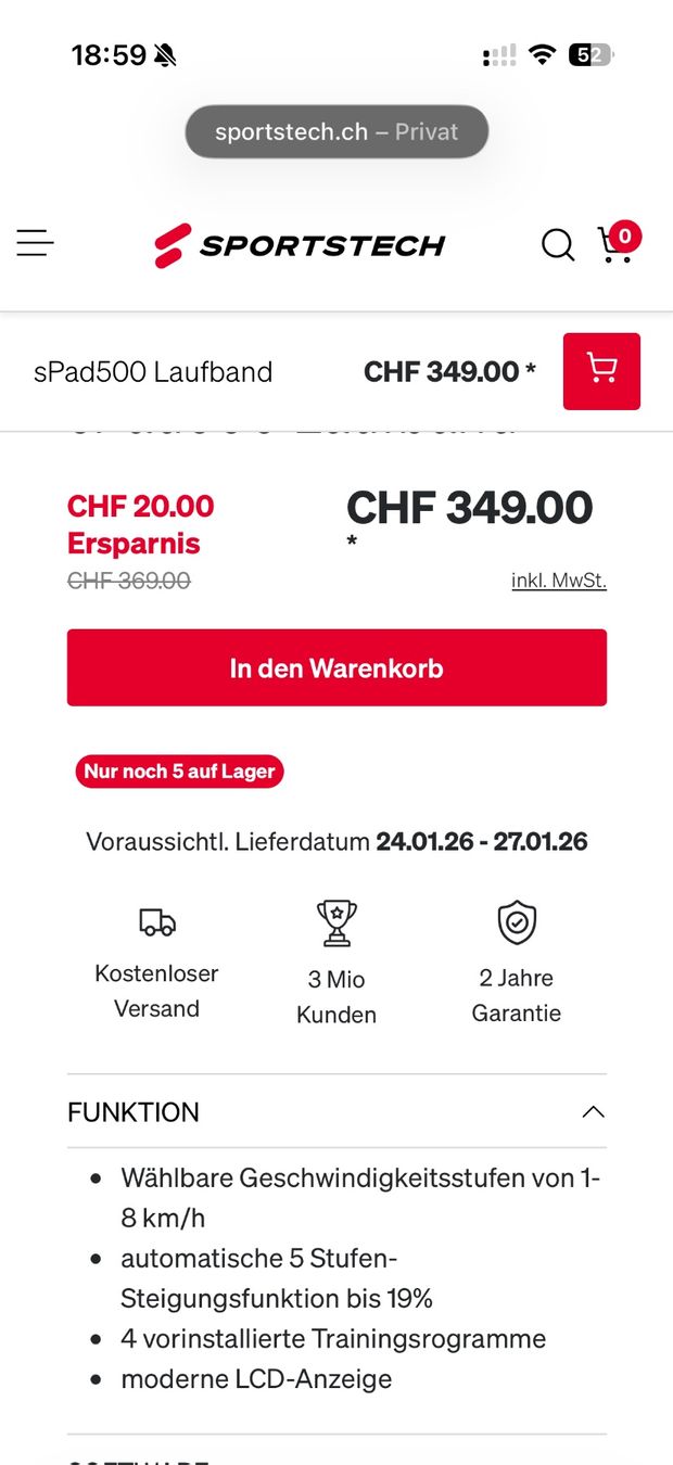 Hometrainer: Indoor Laufband, Neu & ungebraucht – Nuovo (secondo la descrizione) da Muri AG venduto da Jane0410 5