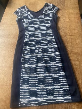 •COMMA• KLEID GR.36/S blau/dunkelblau/schwarz/weiss/