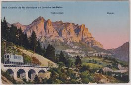 Ansichtskarte Leukerbad 'Elektrischer Zug' 1956