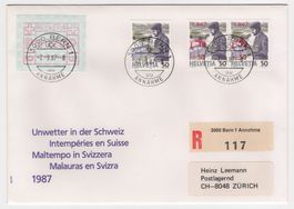 1987 FDC Zugunsten der Unwettergeschädigten m. Überd + Norma
