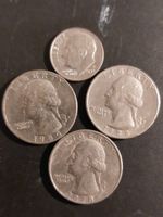 4x USA Coins - 3x Quarter Dollar Washington + 1x Dime