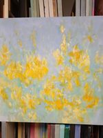Blumengemälde, Grösse 80x80, Abstraktion mit Gelb