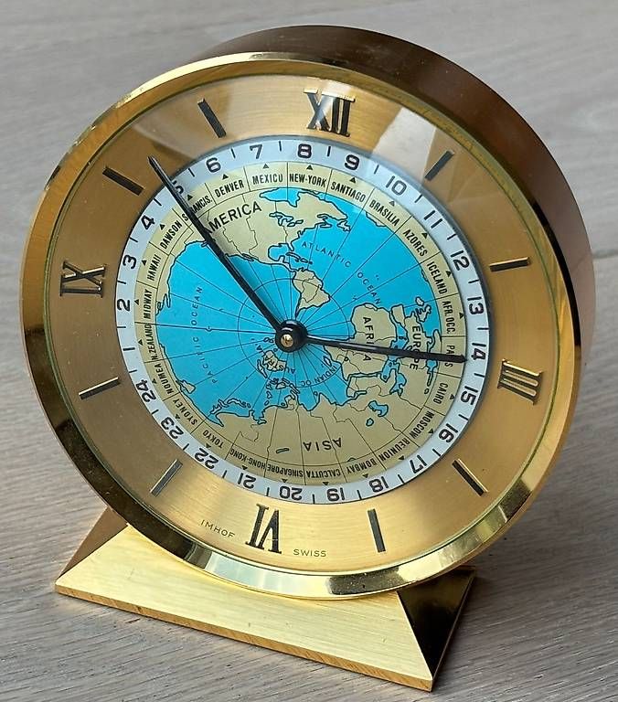 Orologi da terra & Orologi da parete: Weltzeit Tischuhr Imhof - Worldtimer – Usato da Adliswil venduto da Heimite
