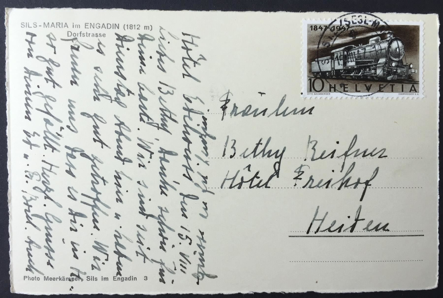 Cartoline postali: SILS-MARIA Dorfstrasse mit Apotheke – Usato da Jona venduto da philajona 1
