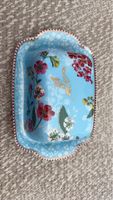 Butterdose mit Kolibri und Blumenmuster blau