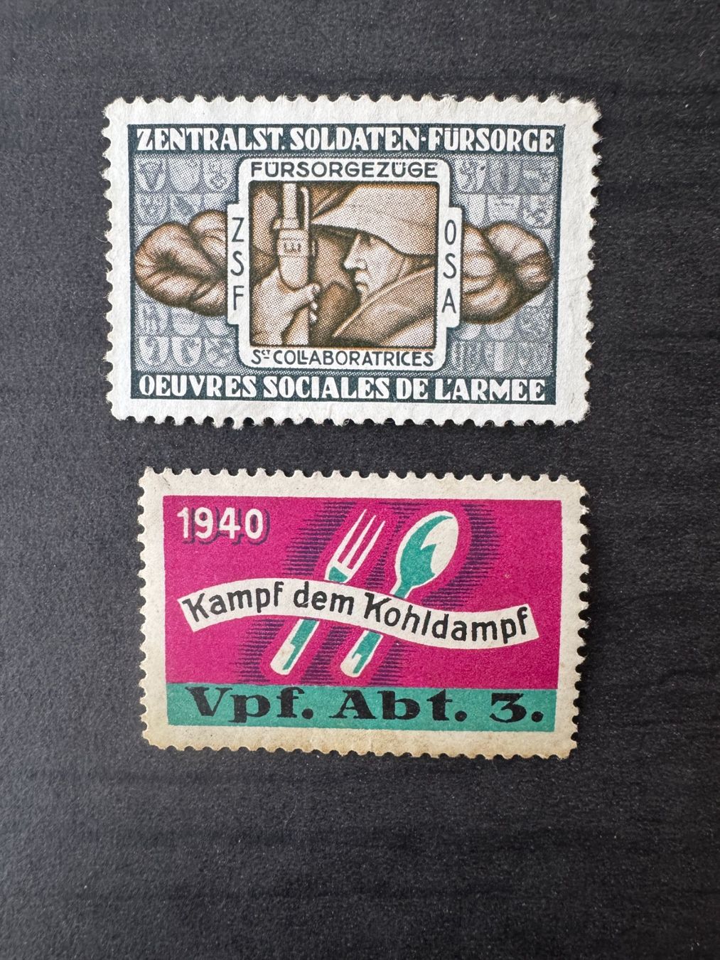 Tutti i francobolli: 2 Schweizer Soldatenmarken 2. Weltkrieg – Usato da Sursee venduto da Pidu63