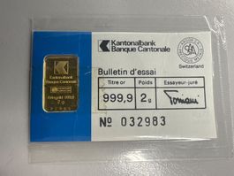 2g Goldbarren Zürcher Kantonalbank