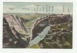 Alte Ansichtskarte Walensee Gebirge gelaufen 1908 Gebraucht