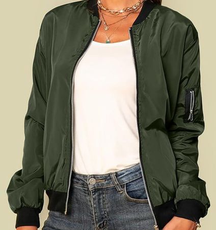 Leichte Bomberjacke in Khaki-Grün, Top Zustand, Grösse S