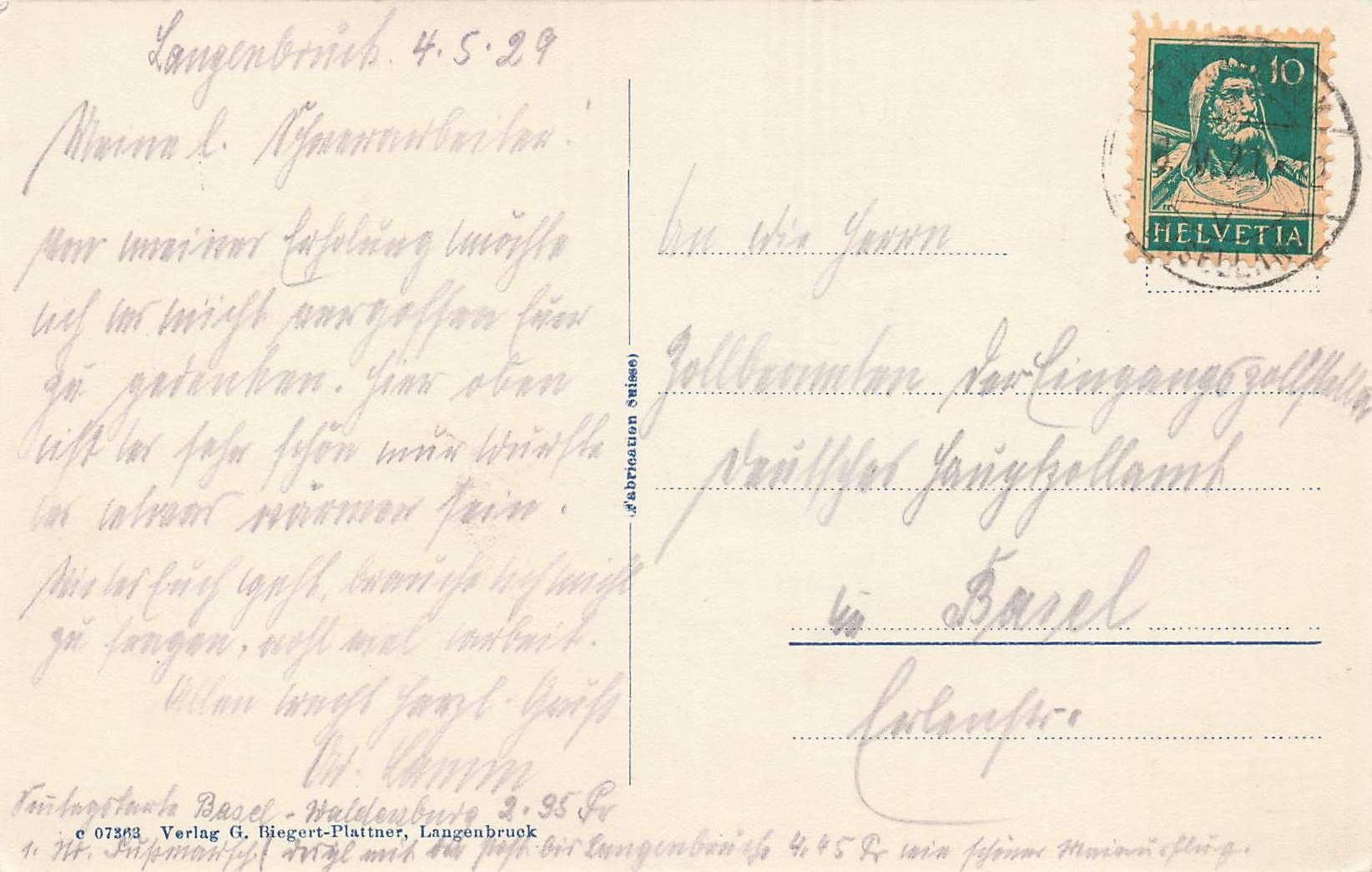 Ansichtskarten: Langenbruck basler jura – Gebraucht aus Biasca von Blenio71 1
