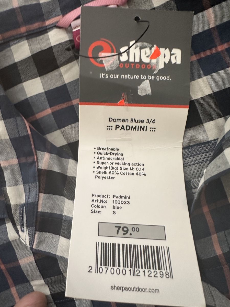 Sherpa Blusen: Sherpa Padmini Damen Bluse 3/4, blue, S – Neu und originalverpackt aus Neuchatel von feta_ze 2