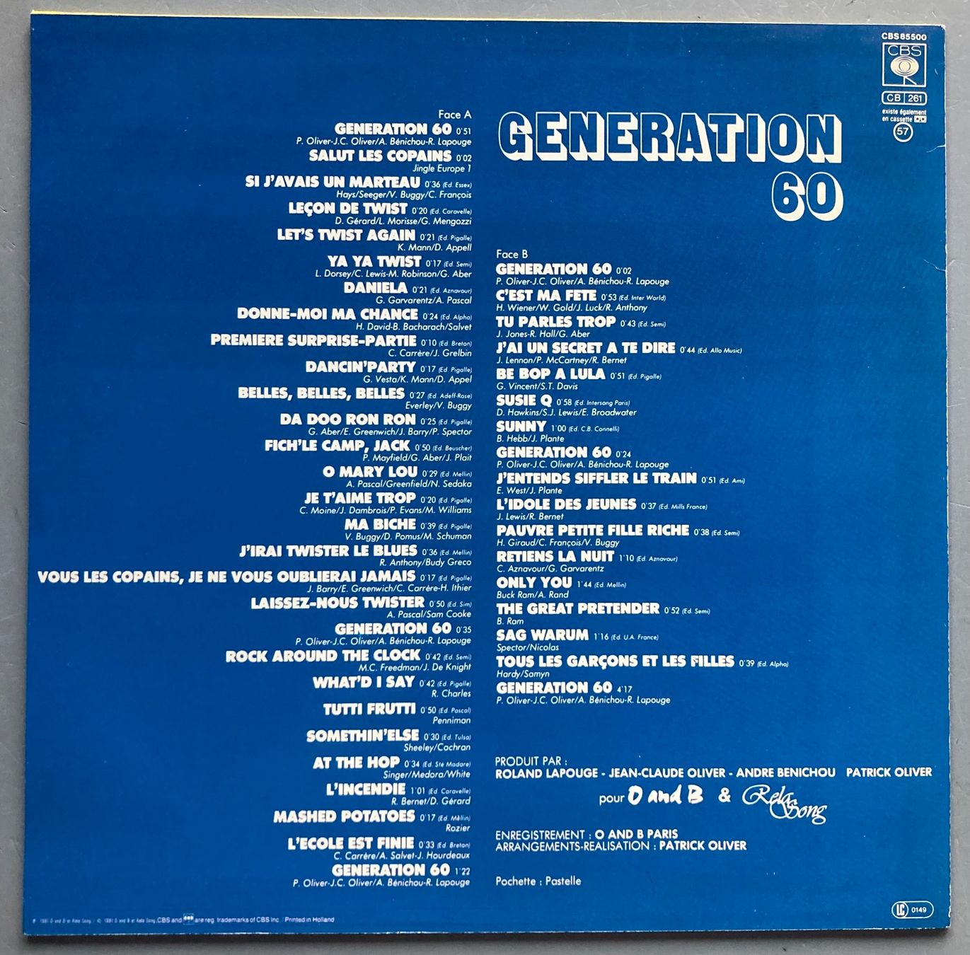 Schallplatten: GENERATION 60 - INTERPRETE 45 HITS DES ANNEES 60 – Gebraucht aus Poliez-Pittet von Newtown-Records 1