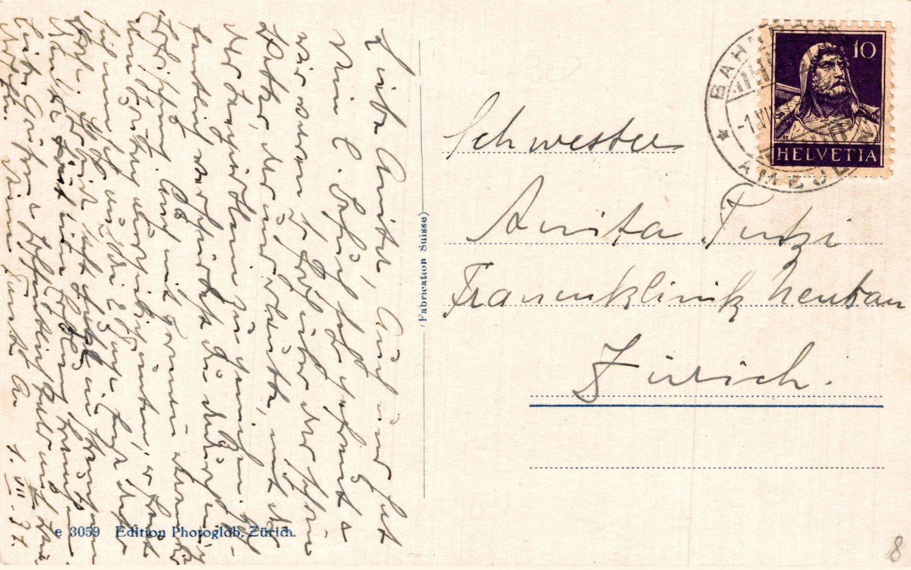Cartoline postali: Wädenswil, Bürgli – Usato da Bronschhofen venduto da Astore 1