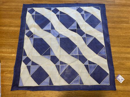 Handbemaltes Seidentuch Foulard in Blau und Gold – Unikat